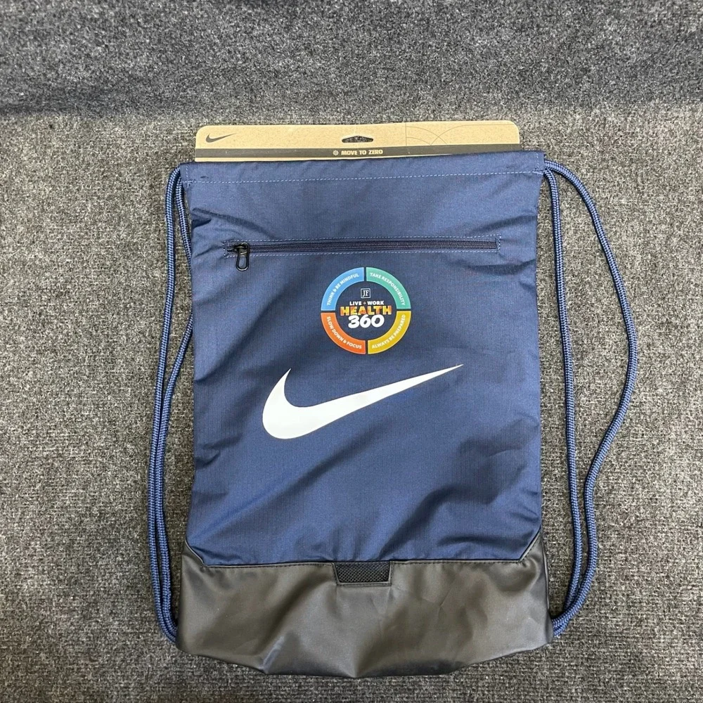 Nike DM3978-410 Brasilia 9.5‎ Health 360 Drawstring 18L Gym Bag Midnight Navy